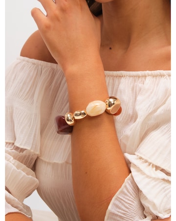 Mood Gold Polished and Resin Stretch Bracelet