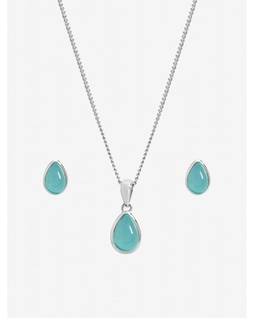 Inicio Sterling Silver Plated Turquoise Peardrop Set - Gift Box