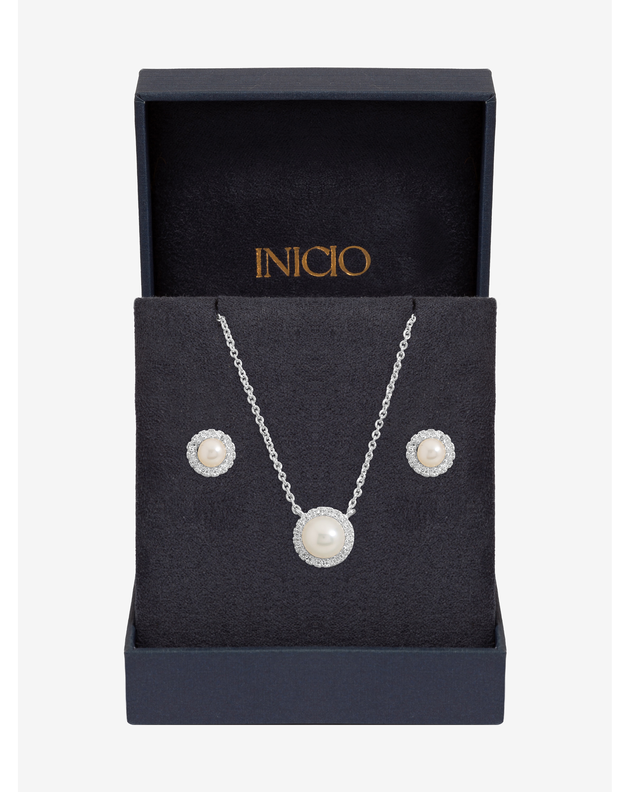 New In - Silver Plated Pearl Halo Set - Gift Box