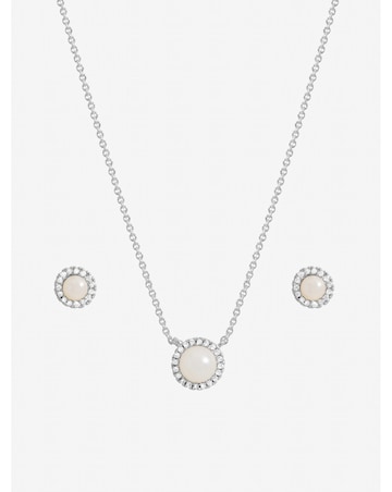 Inicio Sterling Silver Plated Pearl Halo Set - Gift Box