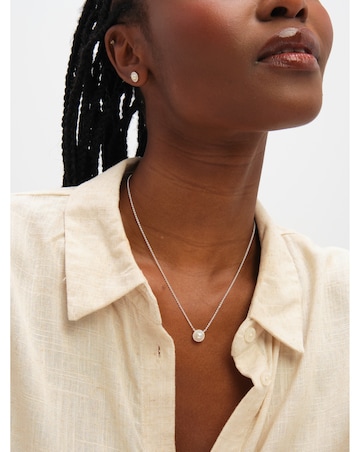 Inicio Sterling Silver Plated Pearl Halo Set - Gift Box