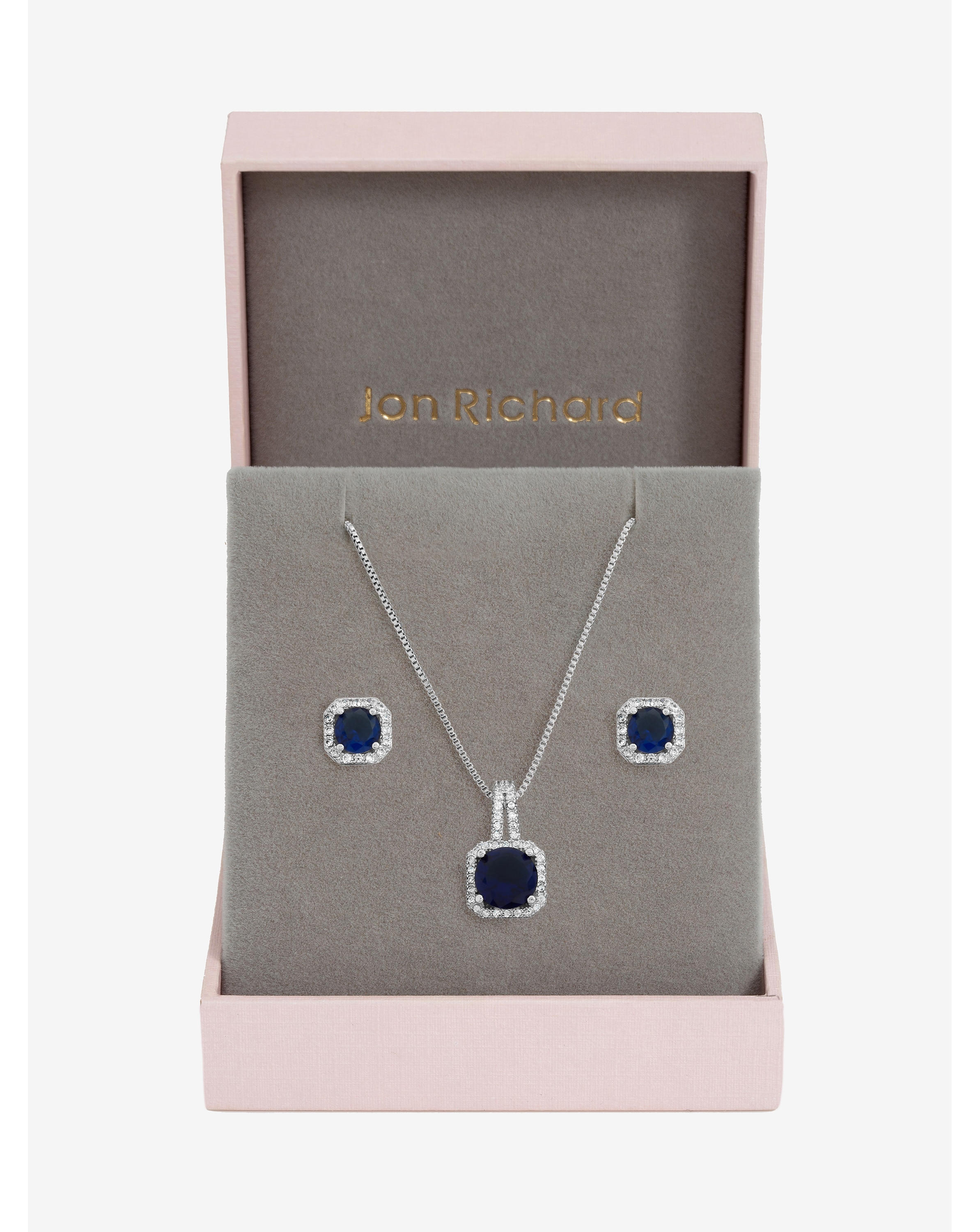 New In - Rhodium Plated CZ Square Set - Gift Box