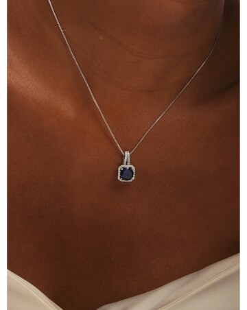 Jon Richard Rhodium Plated Cubic Zirconia and Sapphire Square Set - Gift Box