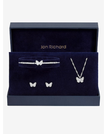 Jon Richard Silver Crystal Butterfly Trio Set - Gift Box