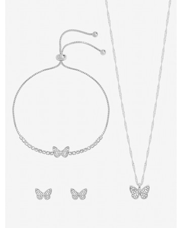 Jon Richard Silver Crystal Butterfly Trio Set - Gift Box