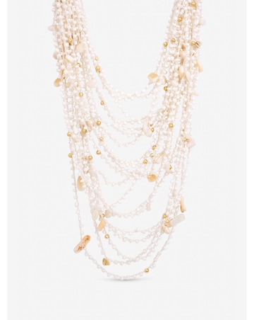 Mood Gold Plated Statement Multirow Beaded Necklace