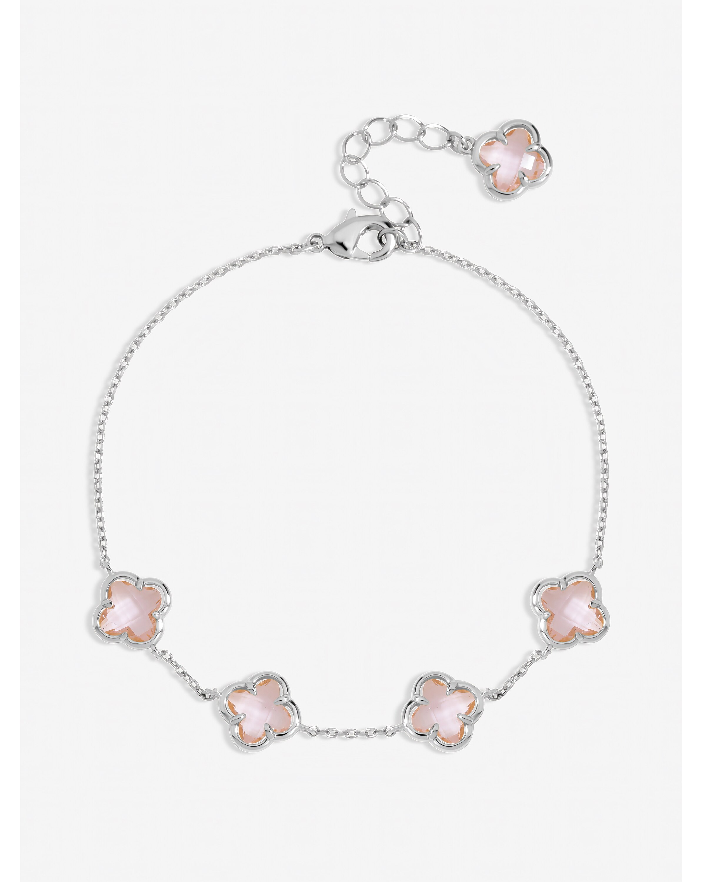 New In - Silver Plated Rose Clover Bracelet