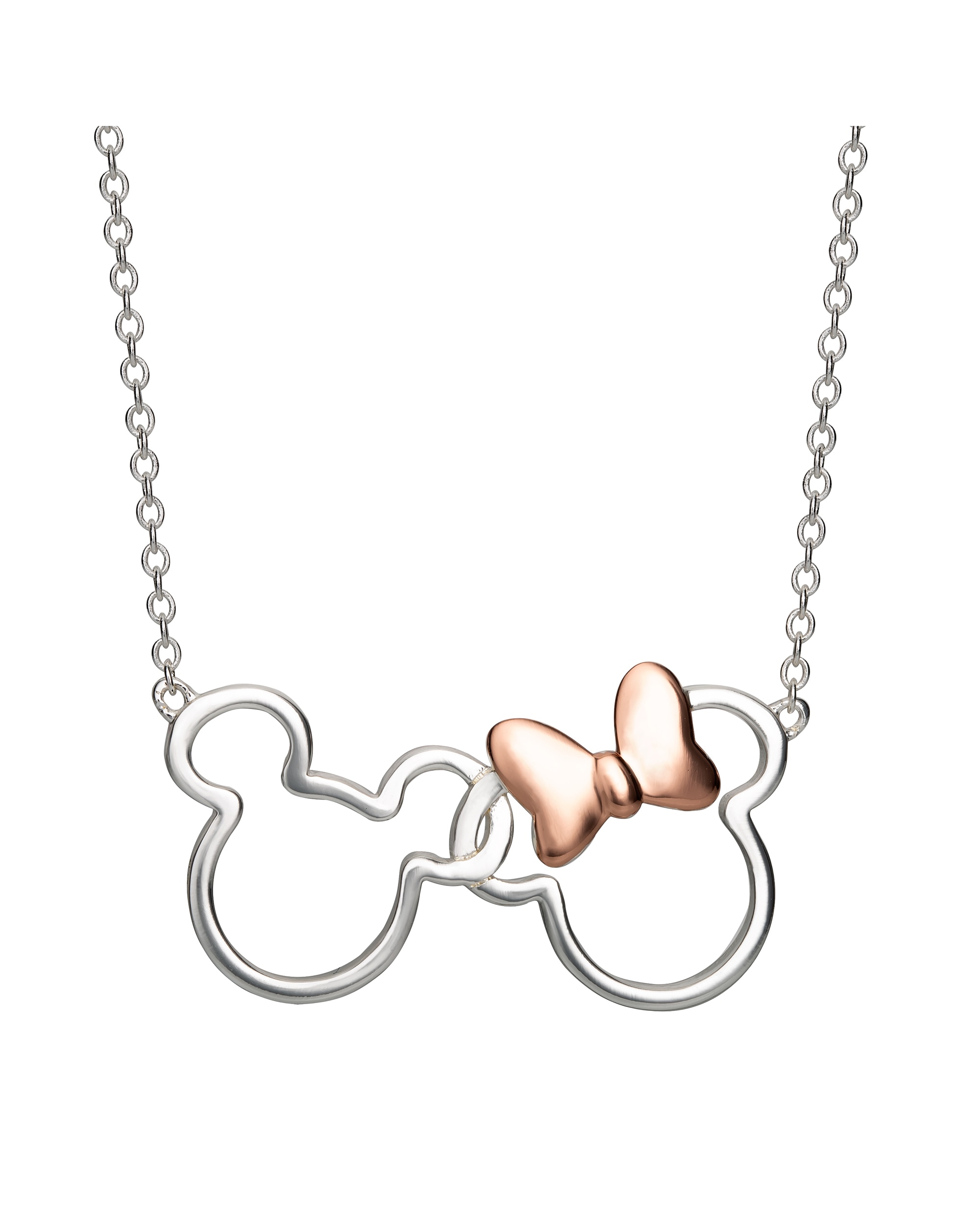 New In - Minnie & Mickey Silver Necklace