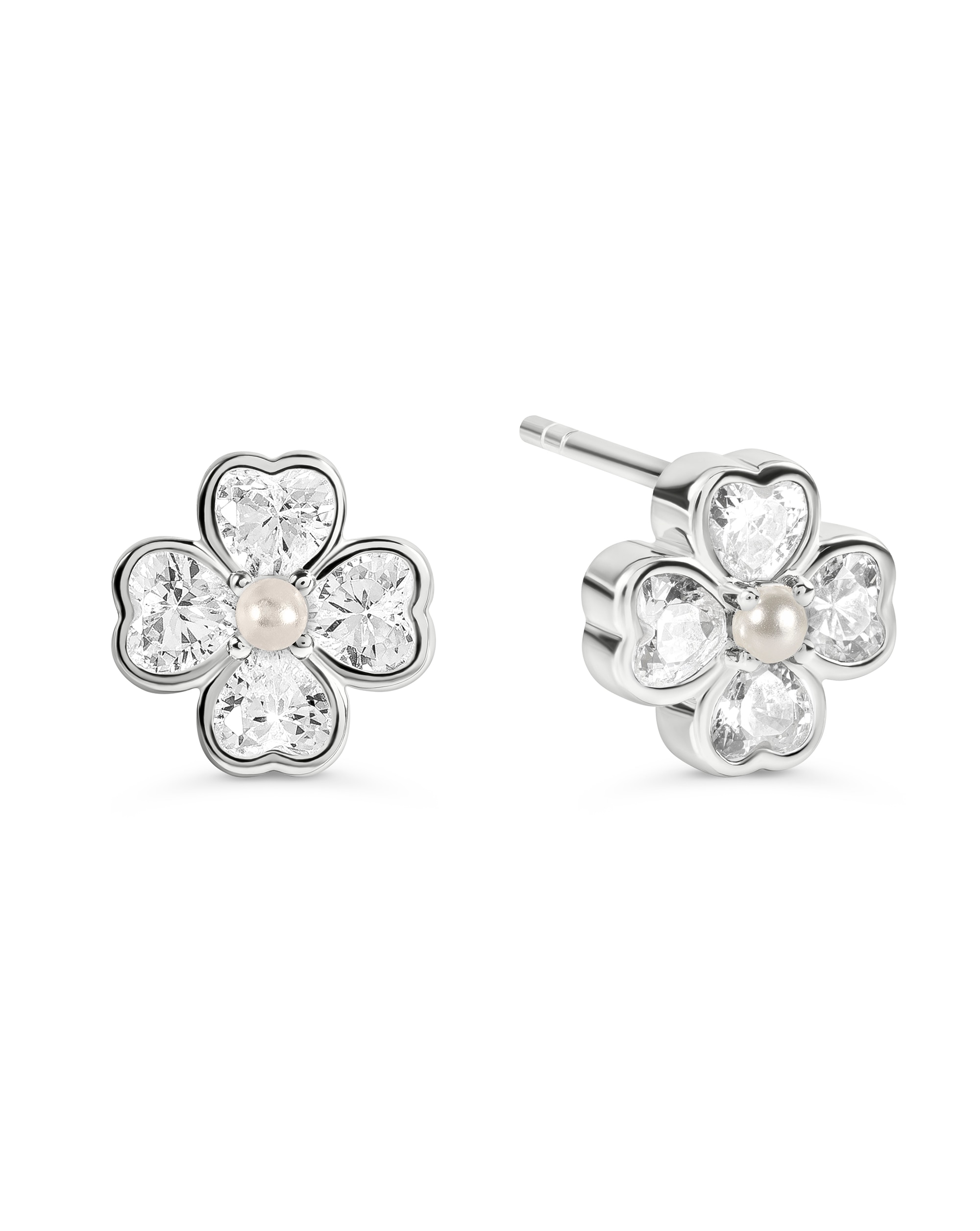 New In - Radley Silver Clear CZ Flower Earrings