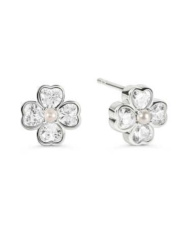 Radley Silver Clear CZ Flower Earrings