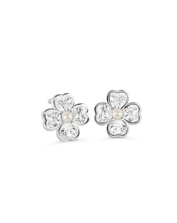 Radley Silver Clear CZ Flower Earrings