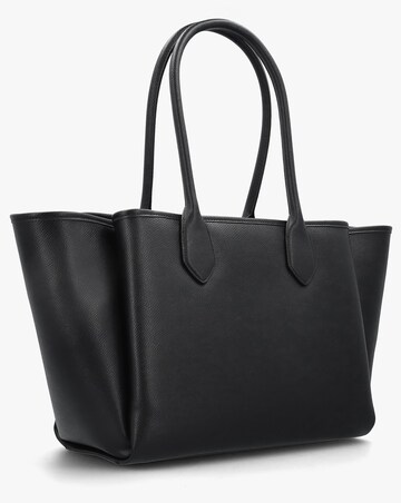 Emporio Armani Grana Black Leather Winged Shopper Bag