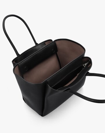 Emporio Armani Grana Black Leather Winged Shopper Bag