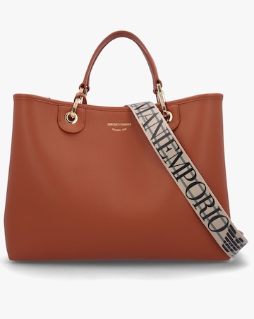 Emporio Armani Tan Pebbled Shopper With Pouch