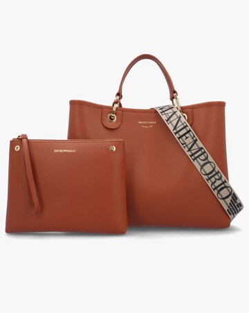 Emporio Armani Tan Pebbled Shopper With Pouch