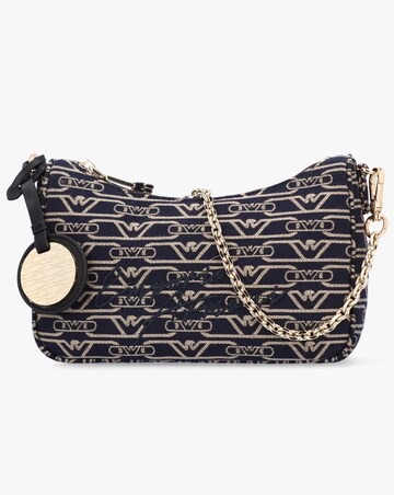 Emporio Armani Canvas Jacquard Navy Denim Baguette Bag