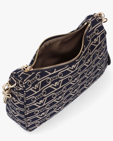 Emporio Armani Canvas Jacquard Navy Denim Baguette Bag
