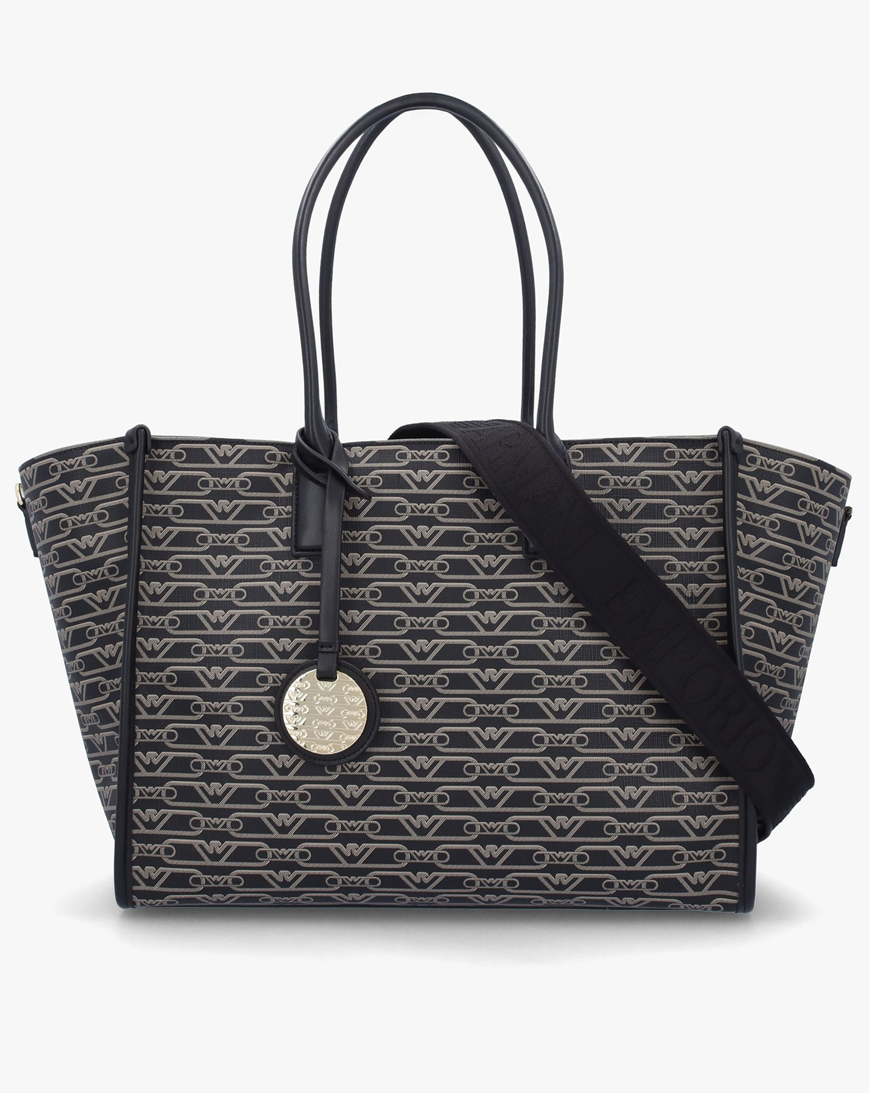Emporio Armani Black Ecru Monogram Tote