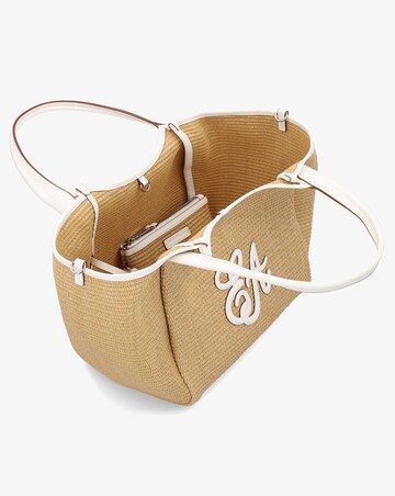 Emporio Armani Woven Straw Medium Natural White Shopper Bag