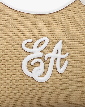 Emporio Armani Woven Straw Medium Natural White Shopper Bag