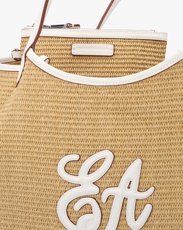 Emporio Armani Woven Straw Medium Natural White Shopper Bag