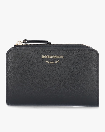 Emporio Armani Bifold Black Tumbled Leather Zip Around Wallet