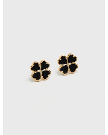Jon Richard Jet Enamel Clover Studs
