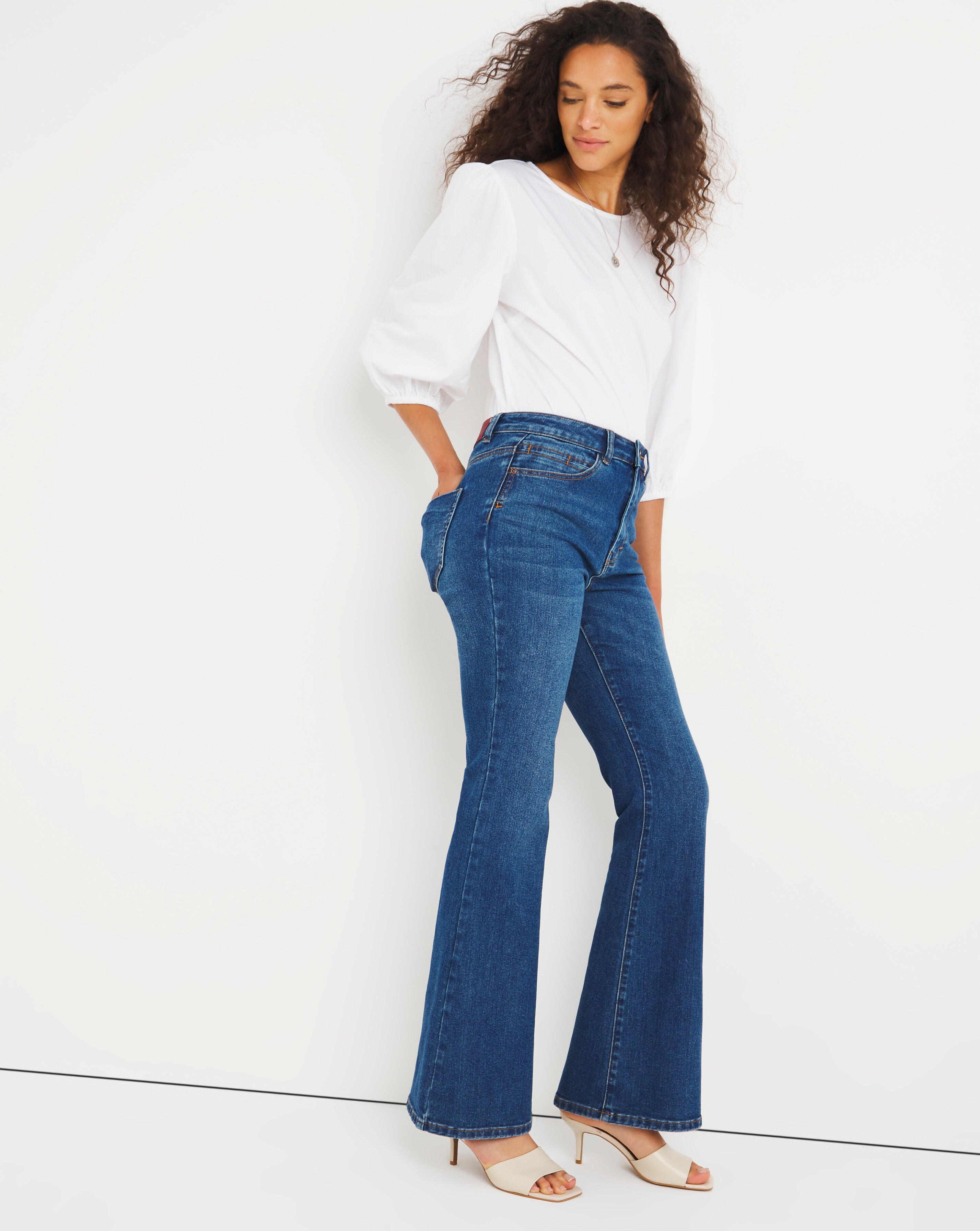 Dark Blue Vintage Slim Flare Jeans | J 