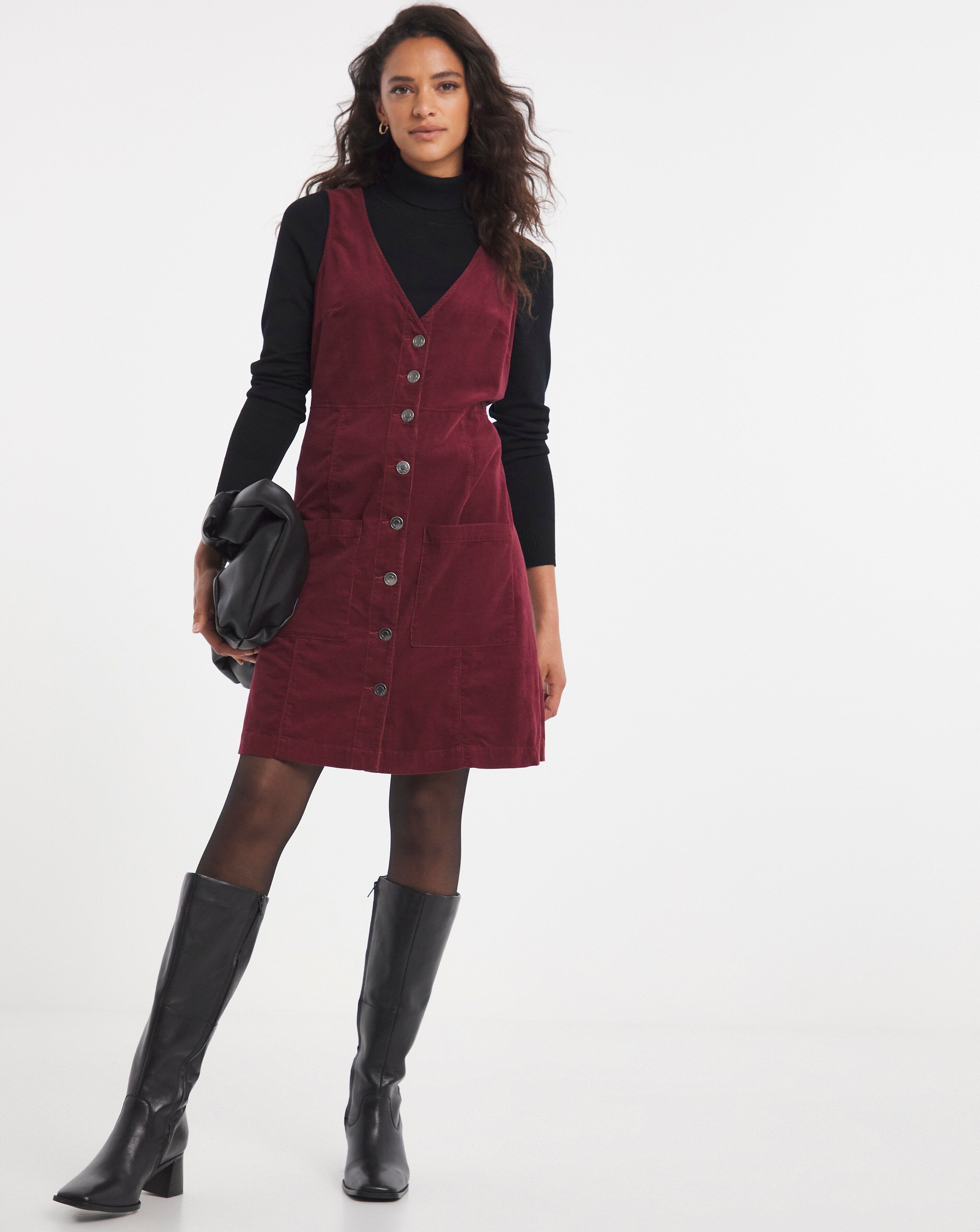 Burgundy Baby Cord Pinafore Dress | J D 