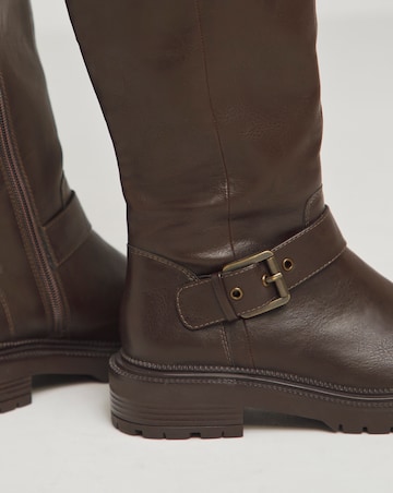 Buckle Detail Knee High Boots ExWide C