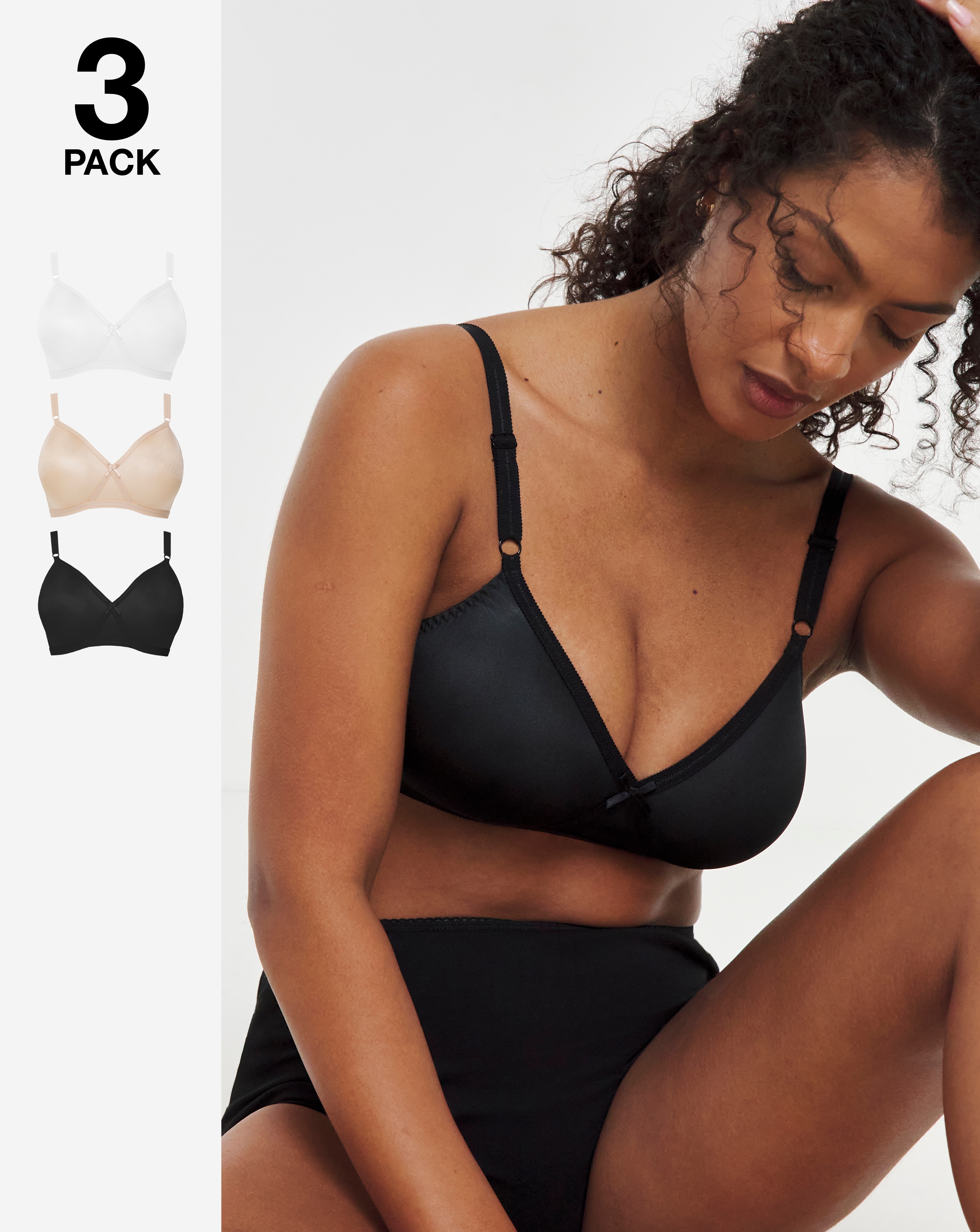 3 Pack Moulded Full Cup Bras