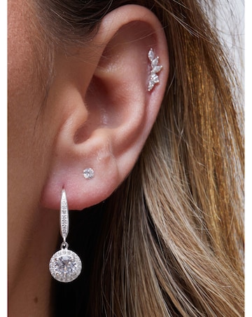 Simply Silver Sterling Silver 925 Halo Drop Earrings