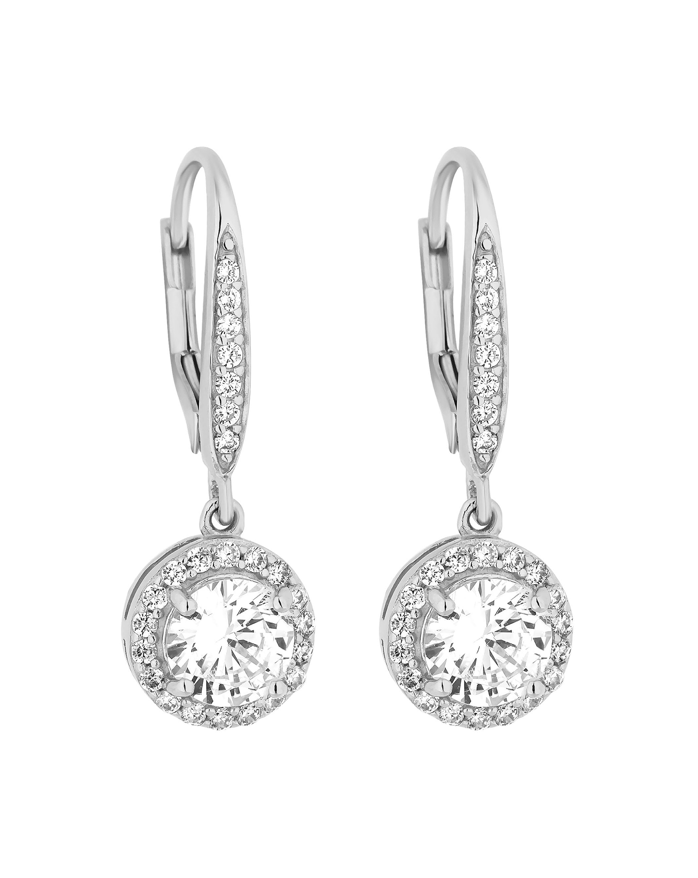 Sterling Silver 925 Halo Drop Earrings