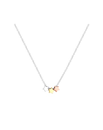 Simply Silver Sterling Silver 925 Tri Tone Triple Star Necklace - Gift Boxed