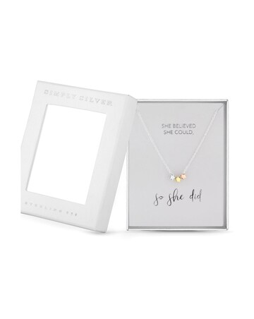 Simply Silver Sterling Silver 925 Tri Tone Triple Star Necklace - Gift Boxed