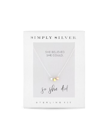 Simply Silver Sterling Silver 925 Tri Tone Triple Star Necklace - Gift Boxed