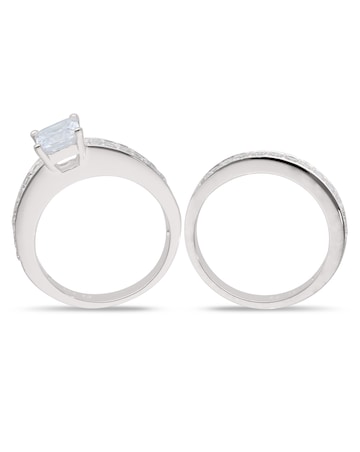 Sterling Silver Cubic Zirconia Two Piece Bridal Ring Set