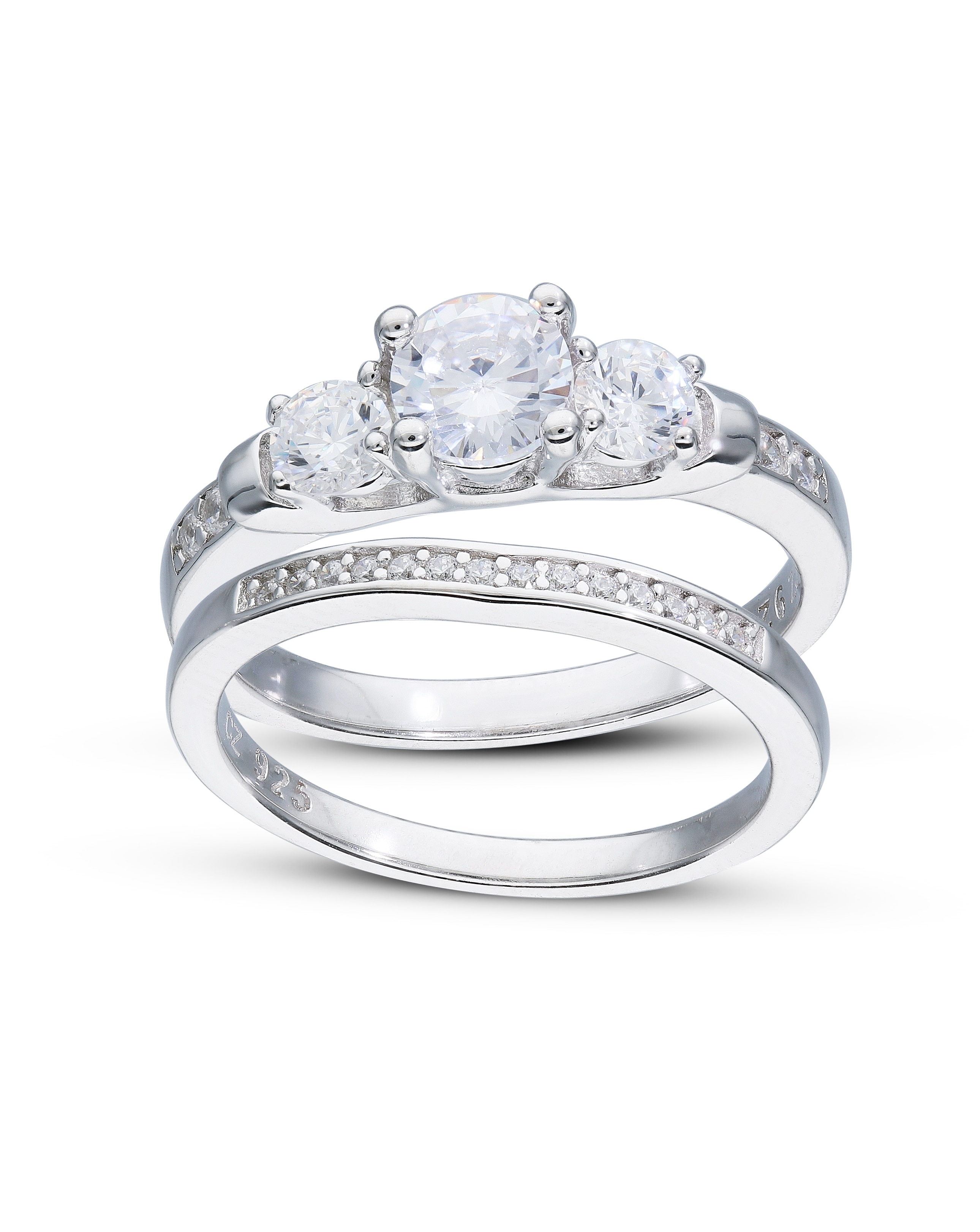 Sterling Silver CZ 2 Piece Bridal Set