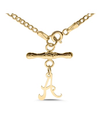 9 Carat Gold Tbar Curb Bracelet Personalised With 1 Initial