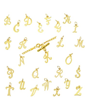 9 Carat Gold Tbar Curb Bracelet Personalised With 1 Initial