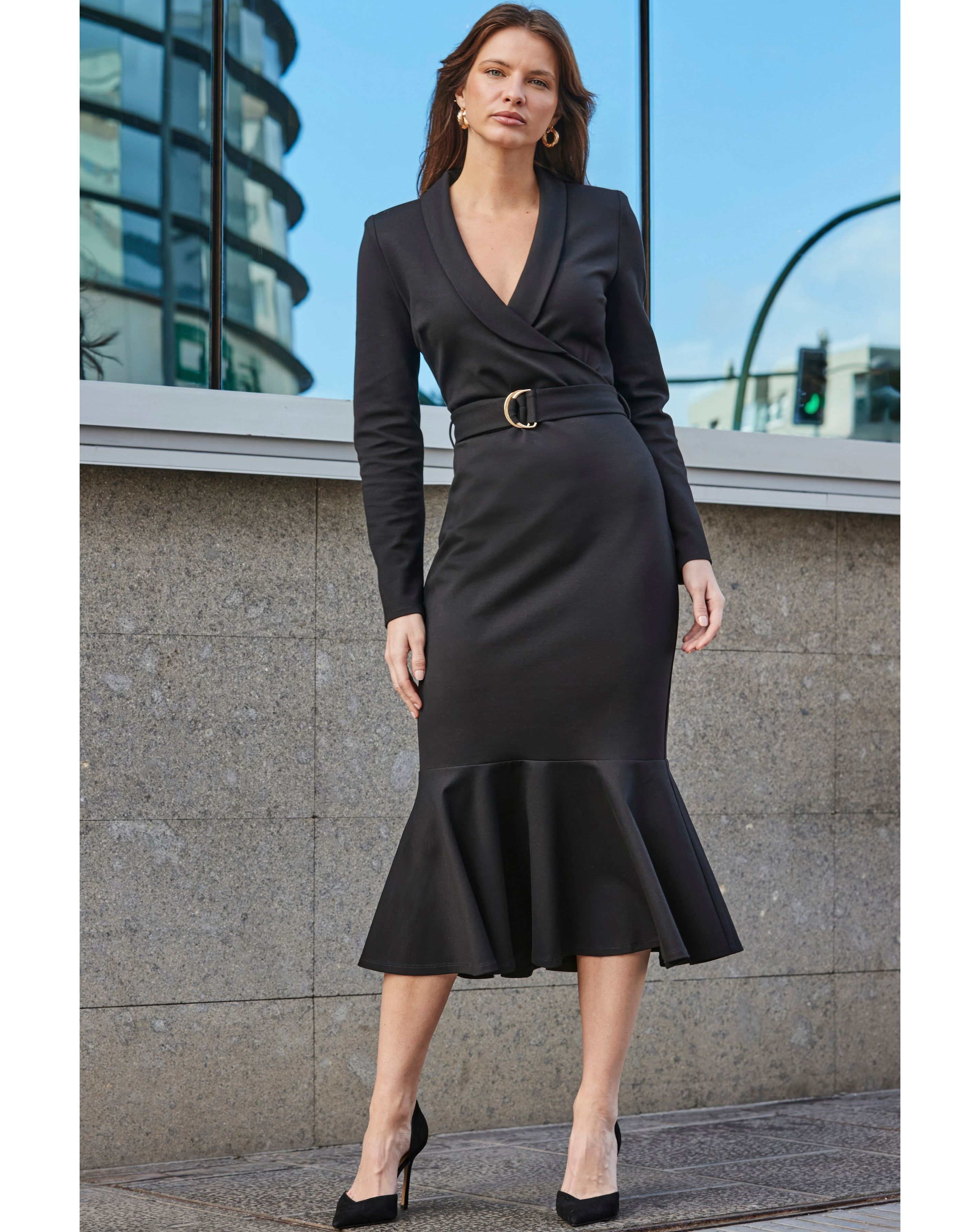 Sosandar Tailored Fishtail Dress