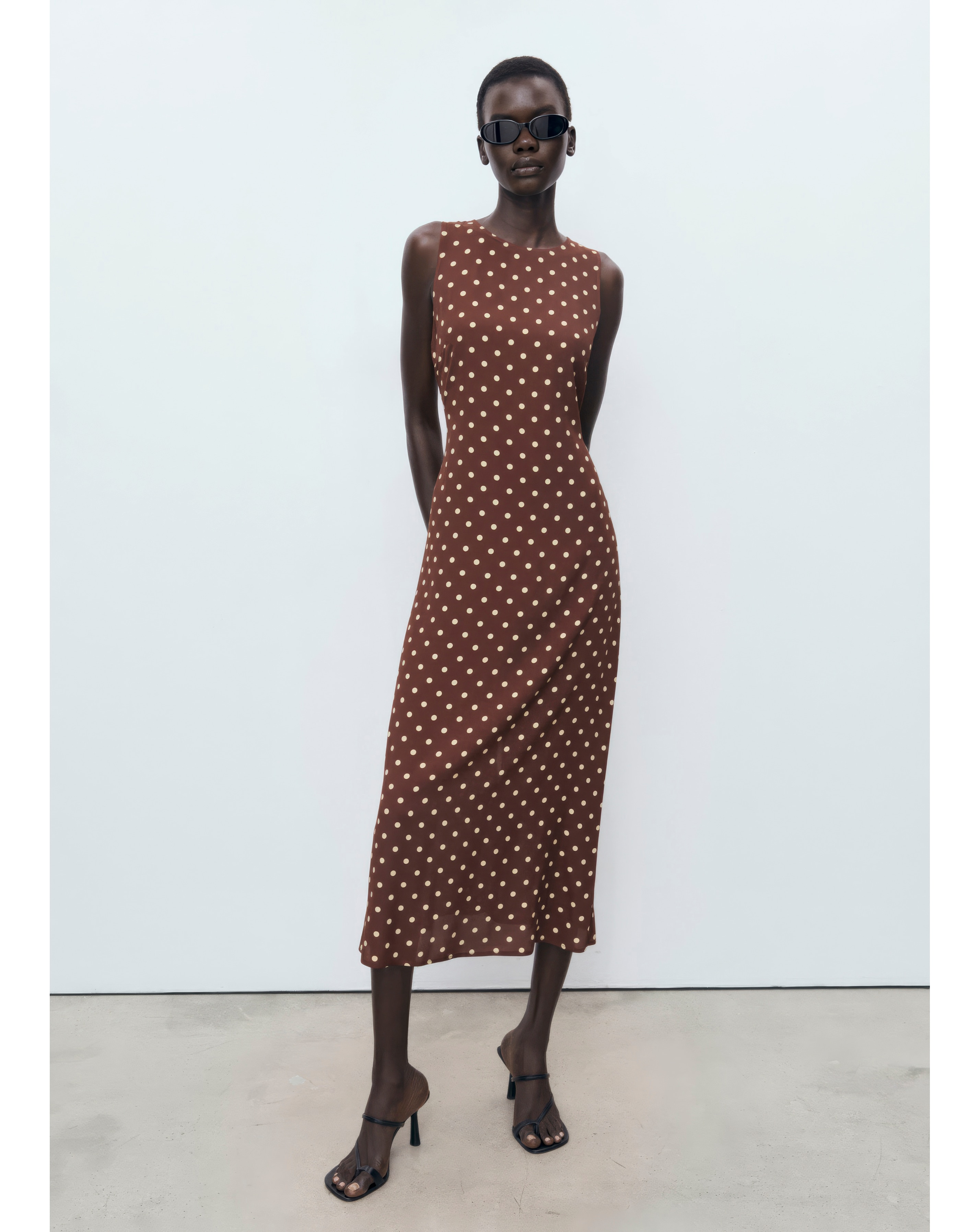 MANGO POLKA DOT MIDI DRESS