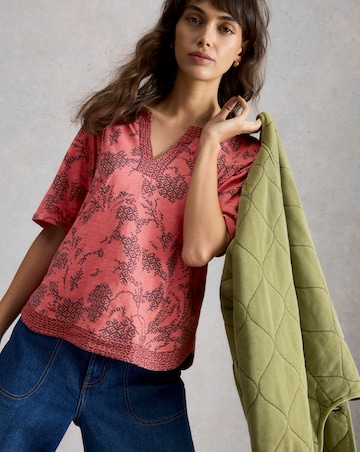 White Stuff Weaver Notch Neck Tee