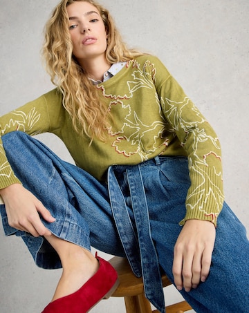 White Stuff Olive Print Jumper