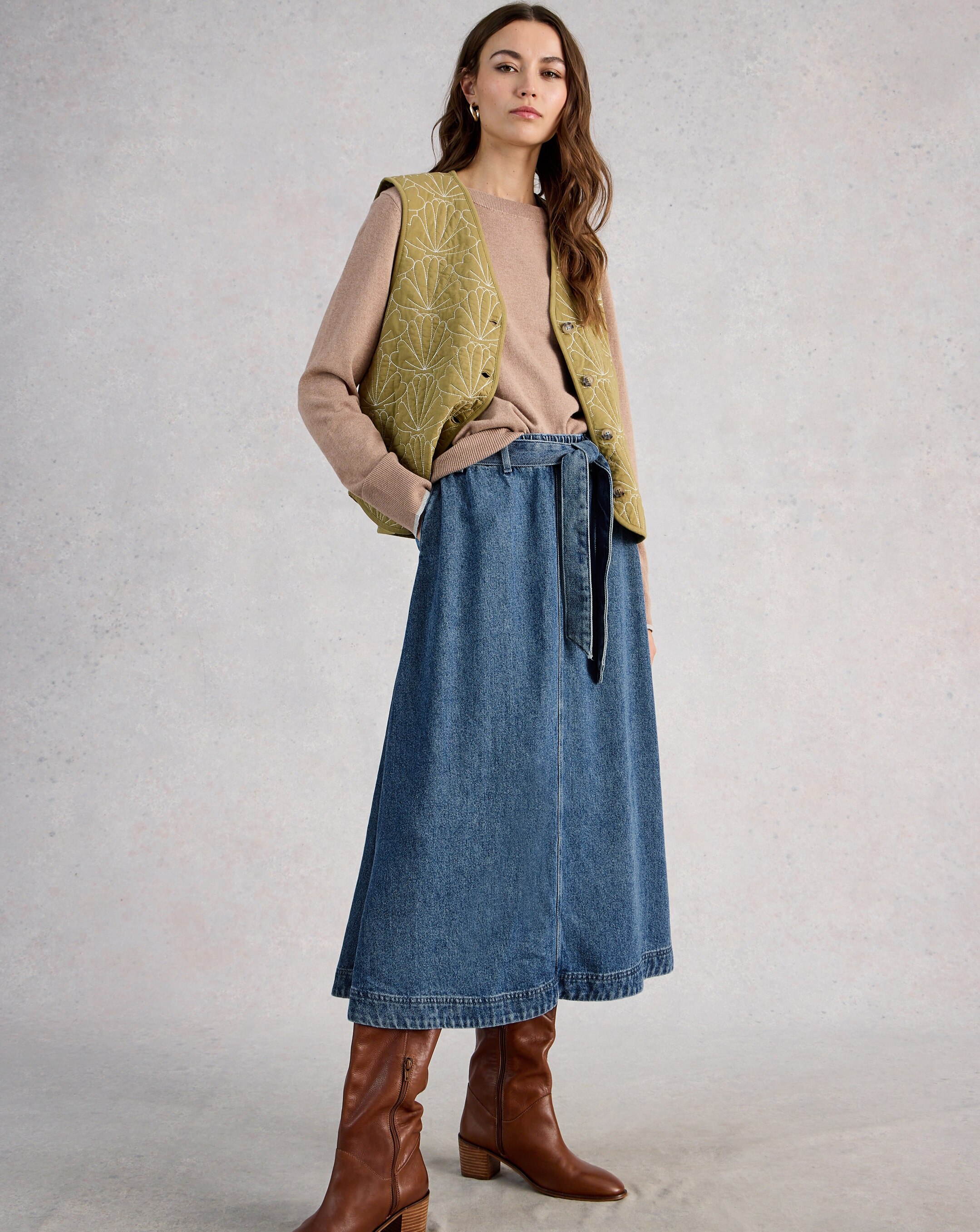 White Stuff Lexi Denim Midi Skirt