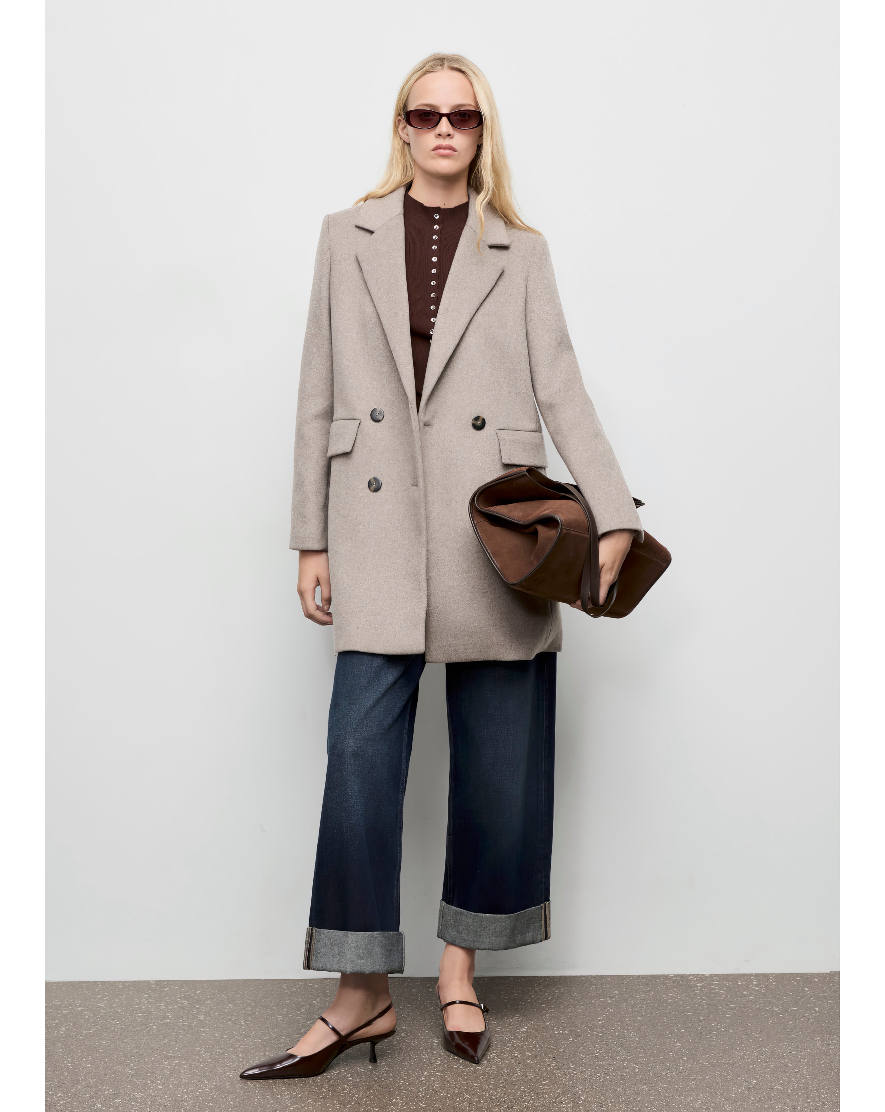 Mango Cream Button Up Coat