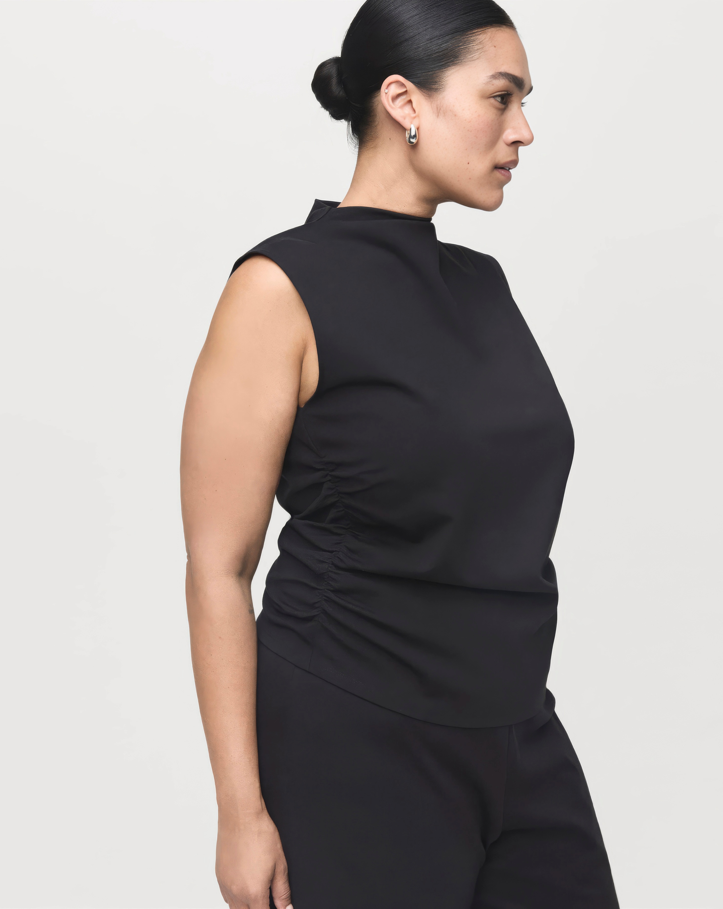 New In - Mango Sleeveless High Neck Ruched Top
