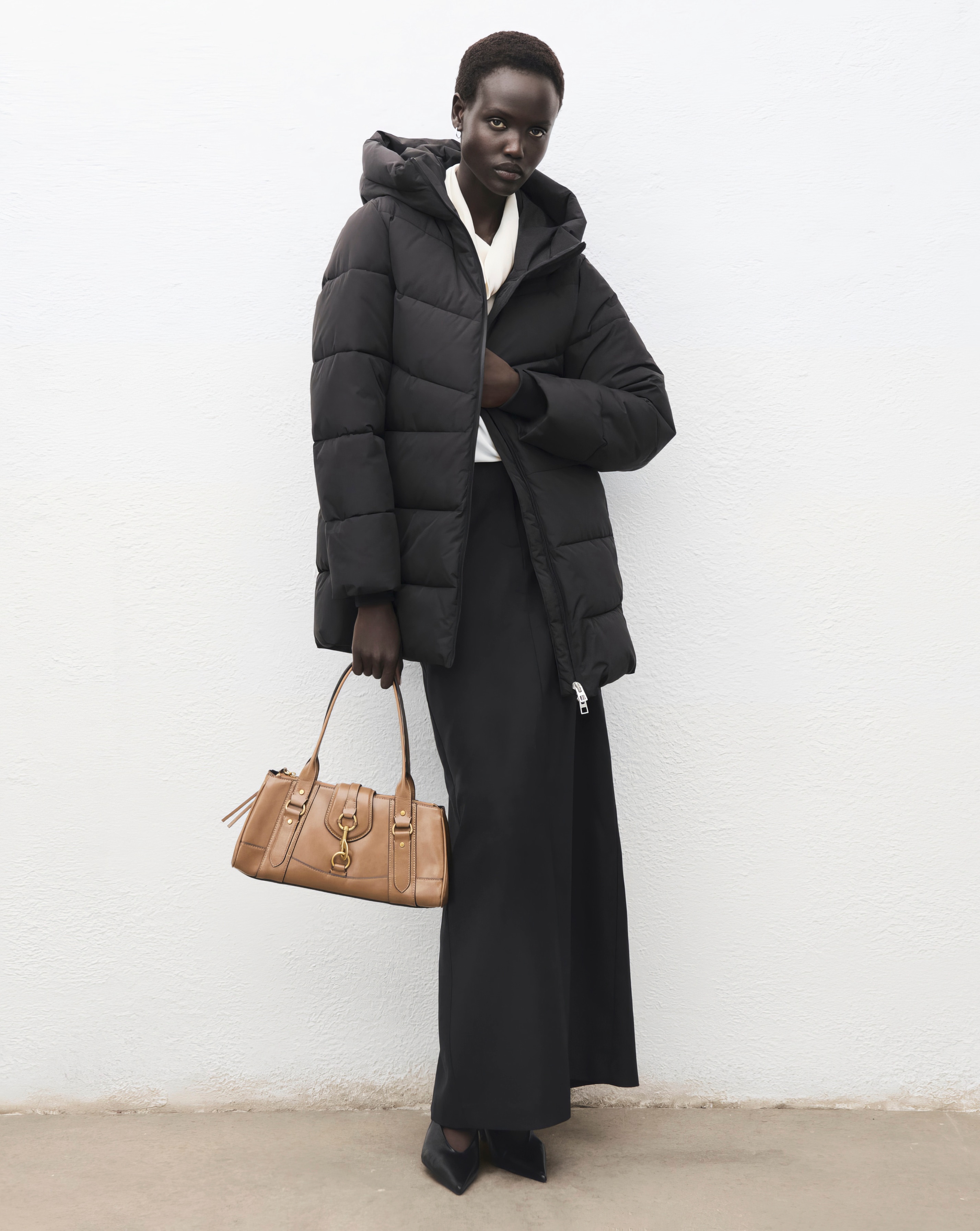 Mango Double Zip Hooded Puffer Coat