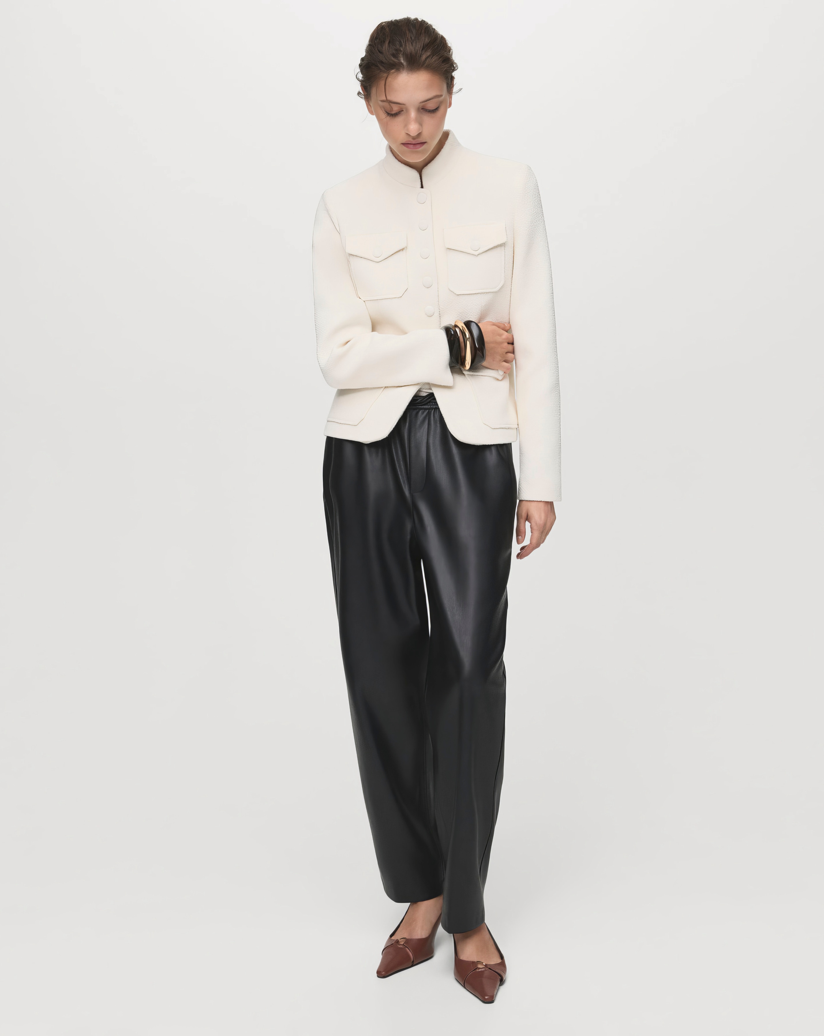 Mango Faux Leather Trousers