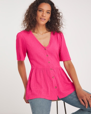 Crinkle Button Down Angel Sleeve Top